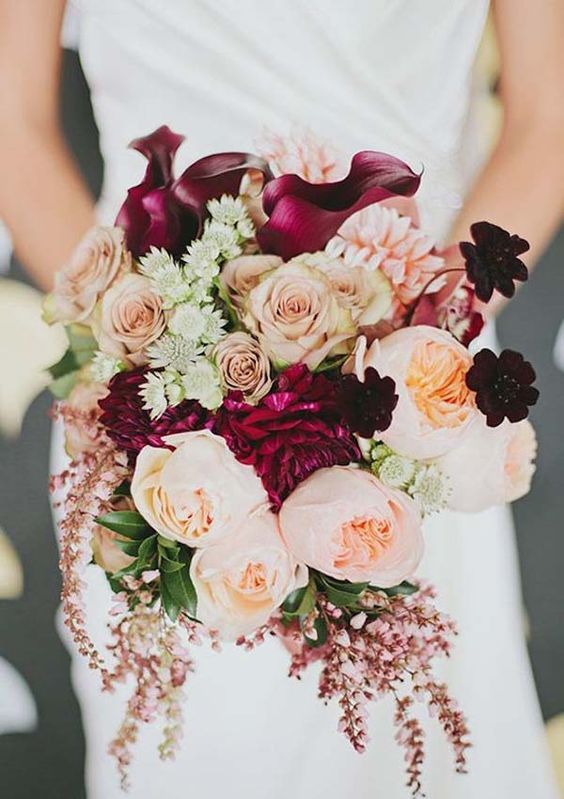 November Wedding Bouquet Bridal Bouquets Fall Flowers Arrangements, calla, roses, peach