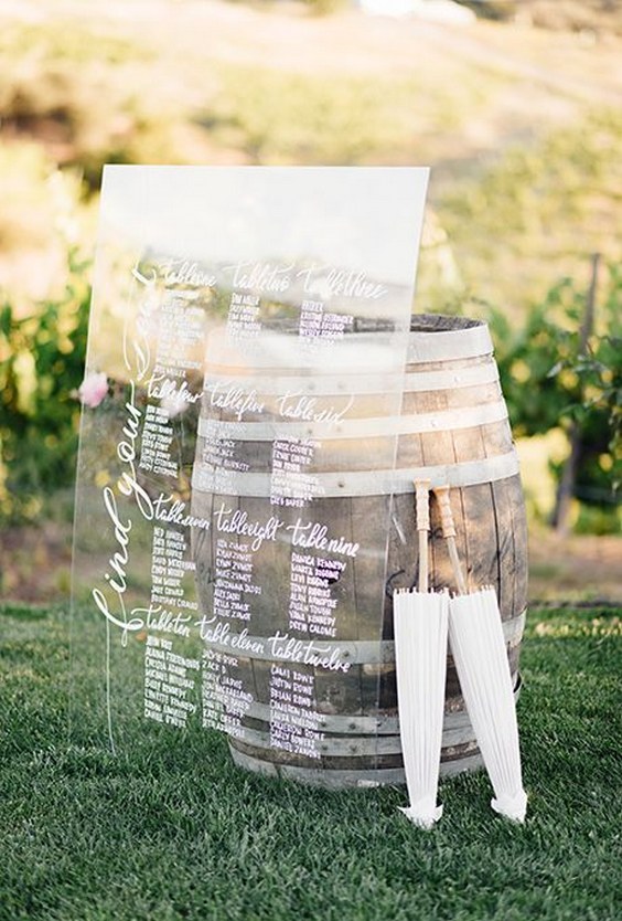 acrylic board wedding seating chart and escort card display