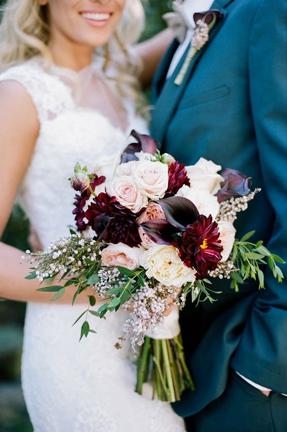 plum burgundy blush wedding bouquet