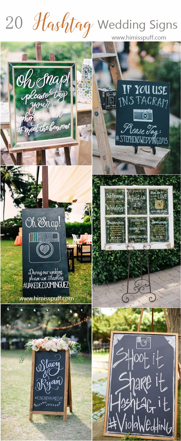 ❤️ 20 Snapchat and Instagram Wedding Hashtag Sign Ideas - Hi Miss Puff