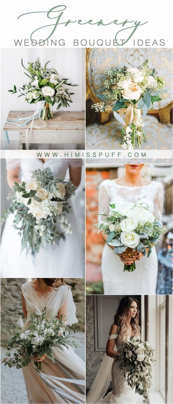 greenery wedding color ideas - greenery wedding bouquets