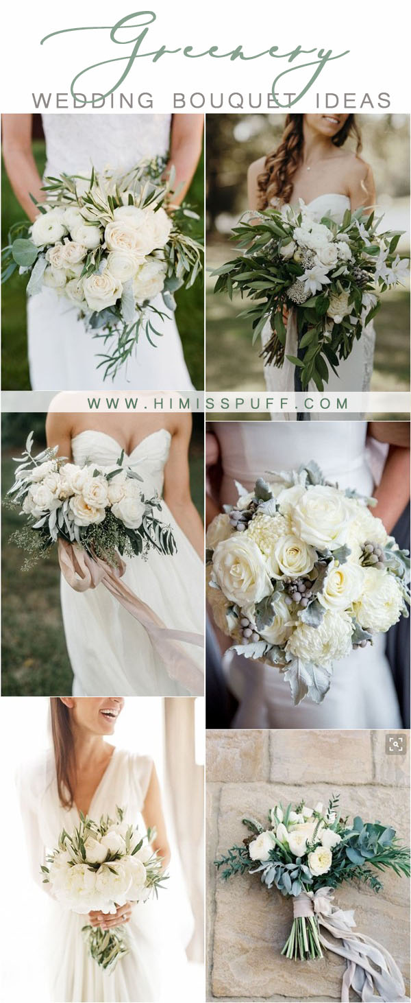 greenery wedding color ideas - greenery wedding bouquets