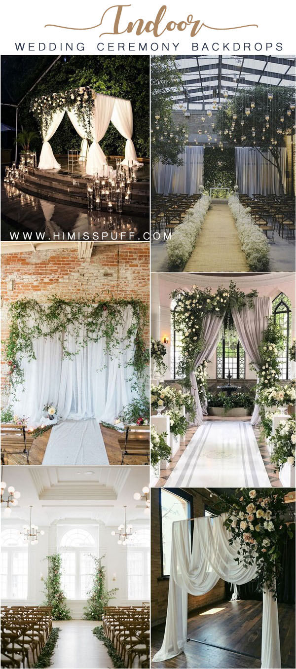 indoor greenery wedding ceremony backdrop ideas