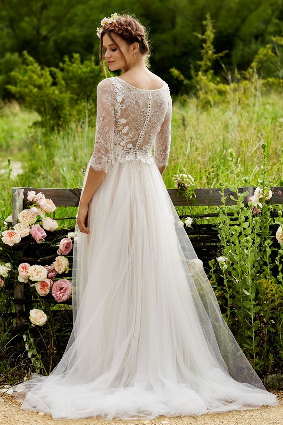Willowby vintage lace and tulle wedding dress