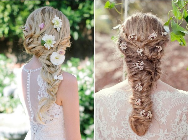 Elegant long wedding hairstyle