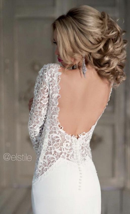 Wedding dress and hairstyle idea via Elstile