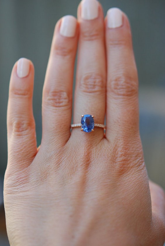 Conflower Blue Sapphire Ring. Sapphire engagement ring