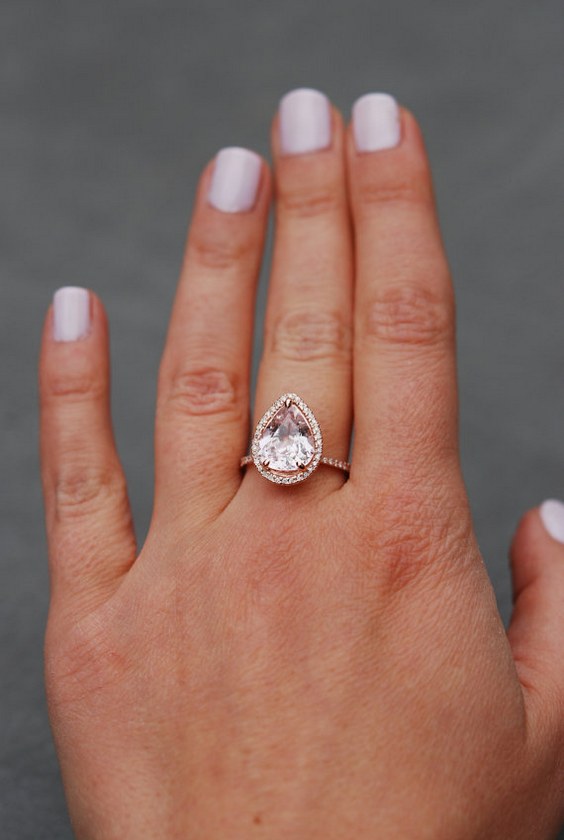 Engagement Ring Peach champagne Sapphire Engagement Ring