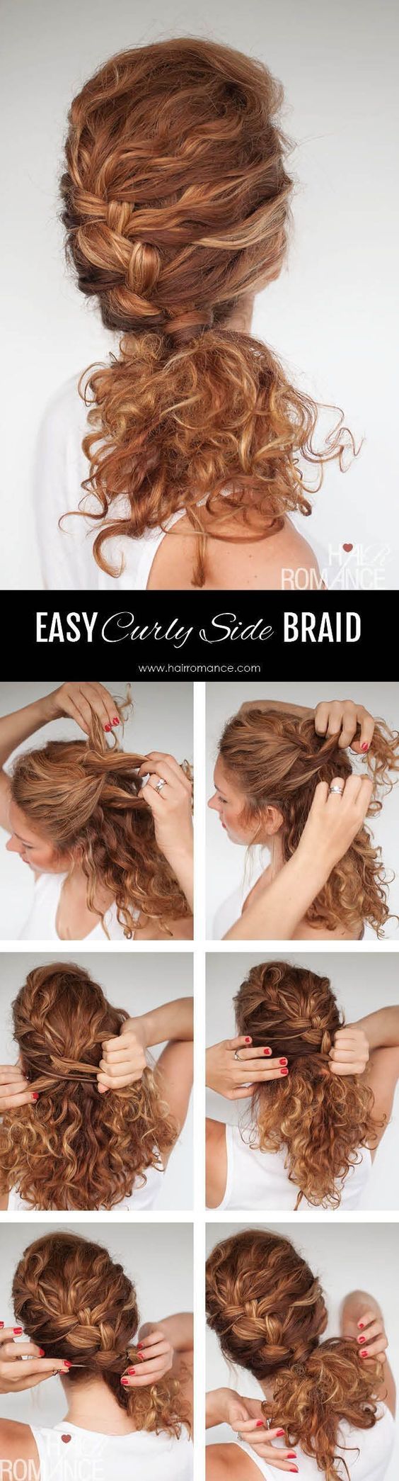 Hair Romance – Easy everyday curly hairstyle tutorials – the curly side braid