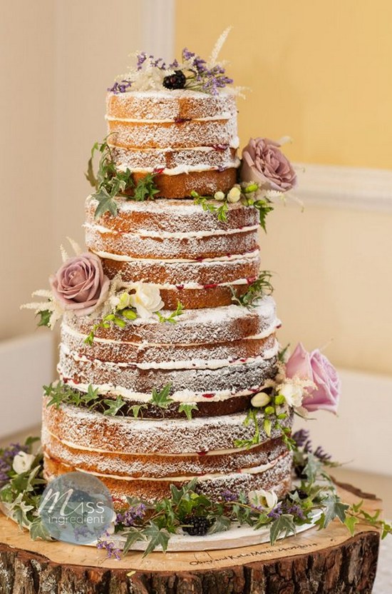 Naked to chocolate rustic wedding cake
