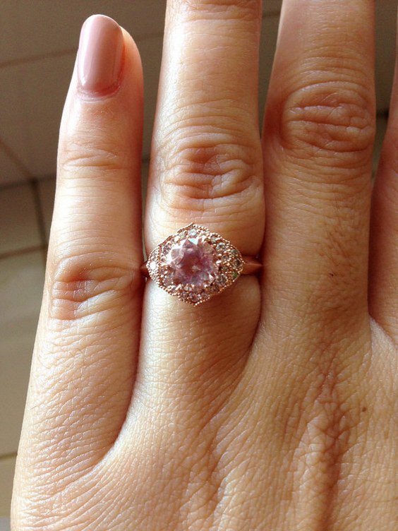 Natural Morganite and Diamond Engagement Ring