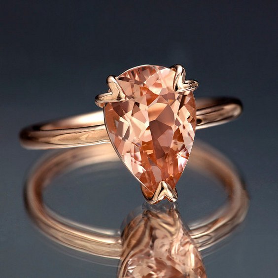 Pear Cut Rose Gold Engagement Ring