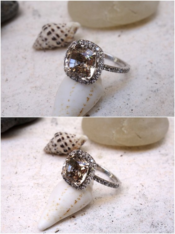 Vintage Morganite Engagement Ring in Gold Diamond