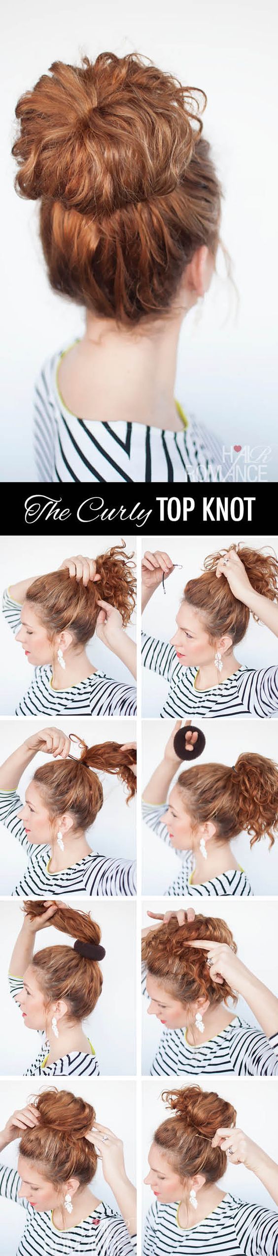 the curly top knot hairstyle tutorial