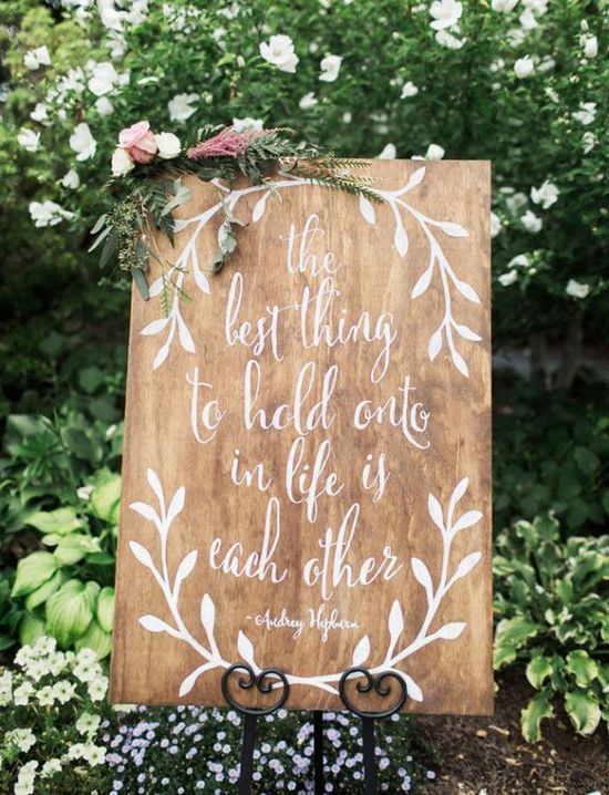 Hand lettered and calligraphed details wedding sign