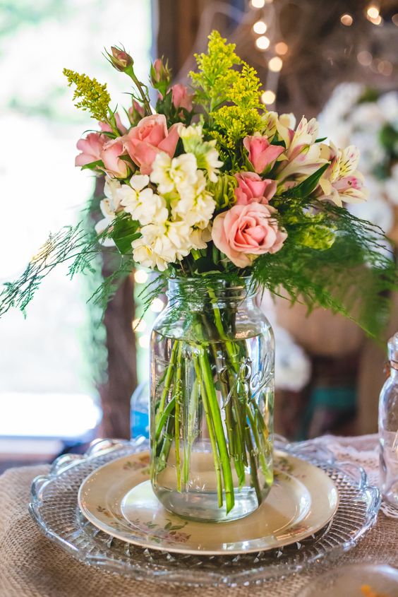 Pink Alstroemeria and Rose Centerpieces