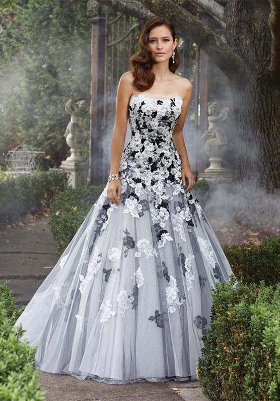 black grey wedding dress