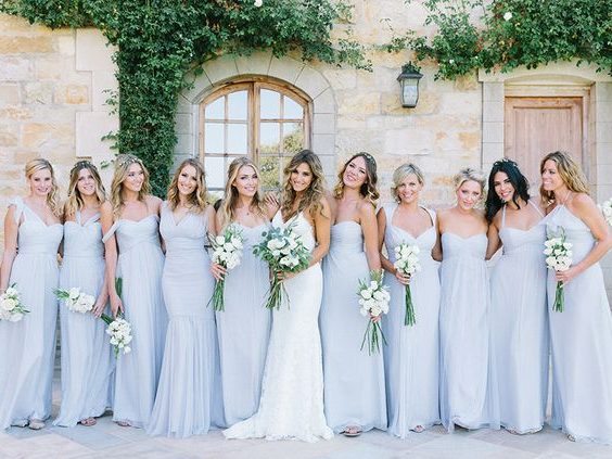 Elegant gray bridesmaid dresses