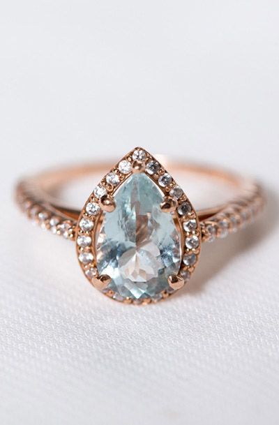 Aquamarine Pear-Shaped Engagement Ring