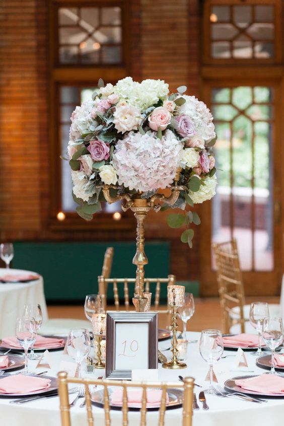 Classic + Elegant Pink Chicago Wedding Centerpiece via Emilia Jane Photography