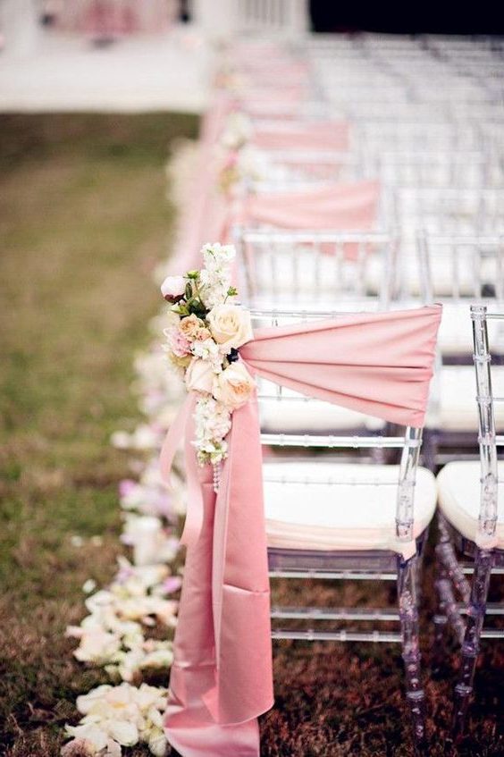 Gorgeous pink wedding aisle decor