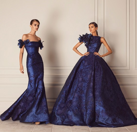 tony ward fall 2016 rtw strapless sweetheart a line gown blue embellished