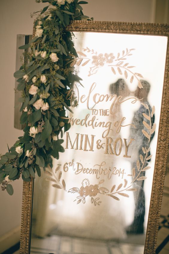 Handwriting on Mirror Wedding Sign