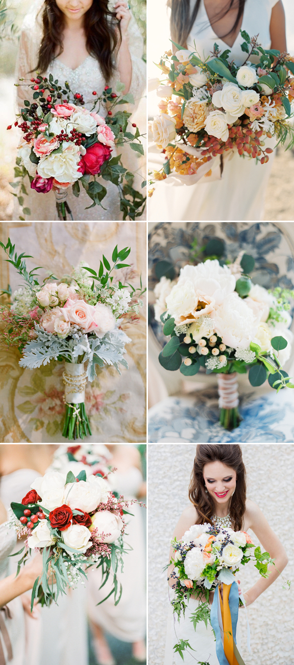Hypericum, Brunia, Elderberries, Snowberries wedding bouquet