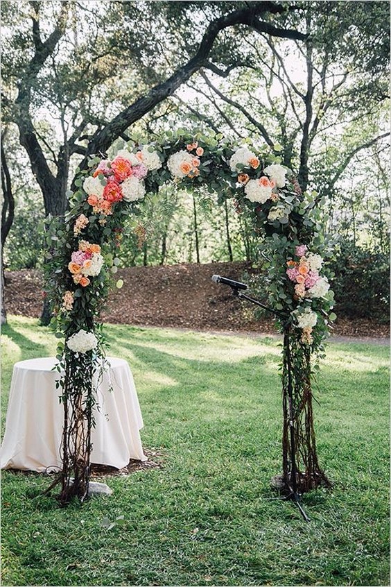 Rose garden wedding arch with stunning details
