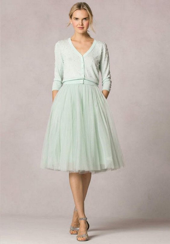 Soft tulle, A-line, full and playful tea length bridesmaid dress via Jenny Yoo