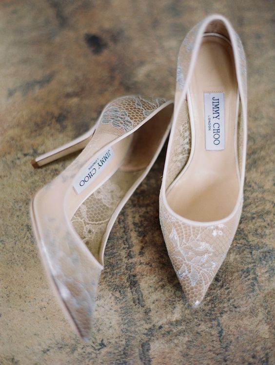 Stylish lace wedding shoes idea via Erich McVey Photography