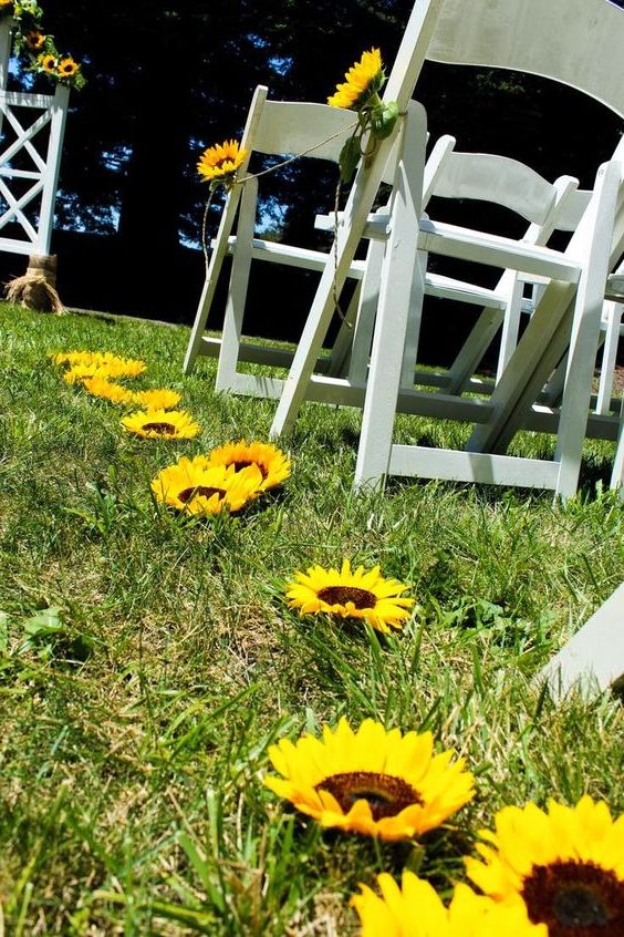 Sunflower wedding aisle