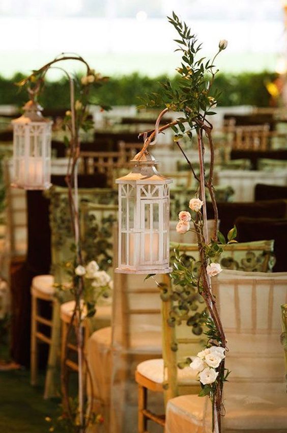 Woodland Lantern Wedding Aisle Idea