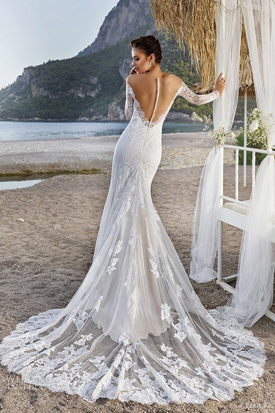 off shoulder open back wedding dress