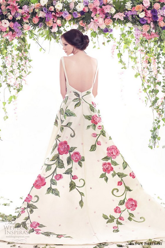 fadwa baalbaki spring 2016 couture jewel neck ball gown multi color floral print