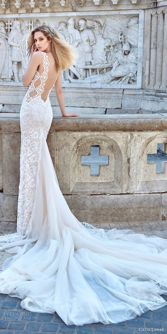 galia lahav fall 2016 bridal sleeveless lace strap sweetheart sheath lace wedding dress