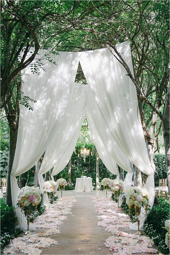 garden outdoor wedding aisle decor
