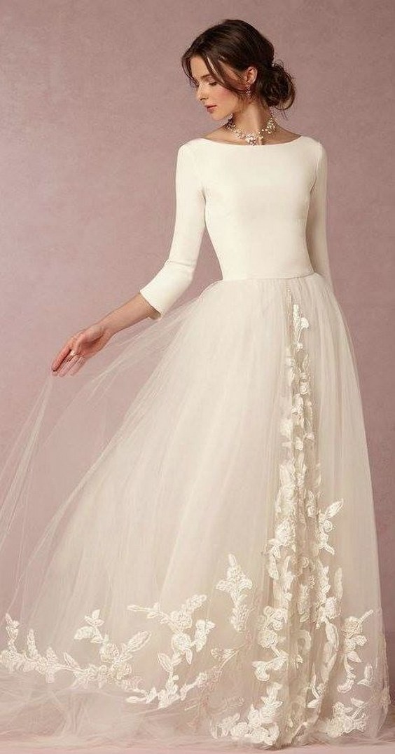 long sleeves wedding dress idea via BHLDN