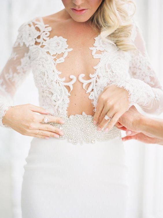 long sleeves wedding dress idea via Taylor Lord Photography