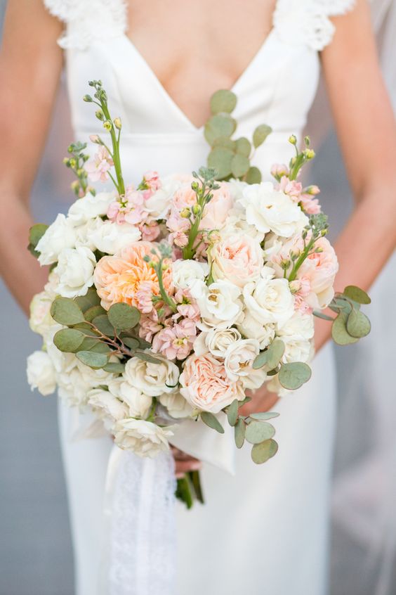 pastel peach wedding bouquet via Craig Paulson