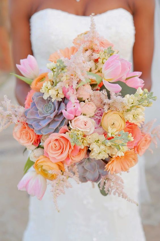 pastel spring wedding bouquet