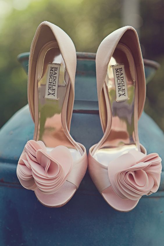 pink ruffles wedding shoes