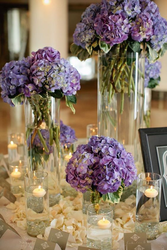 purple wedding centerpiece via Kristyn Hogan