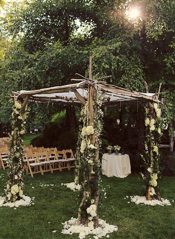 rustic backyard wedding arch