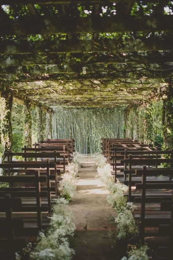 rustic outdoor wedding aisle