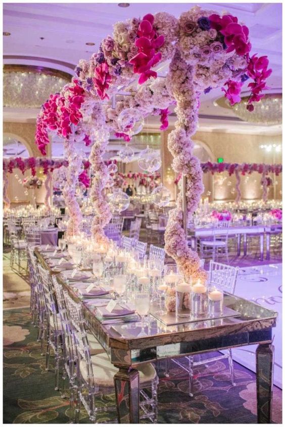 stunning ballroom wedding centerpiece idea via Details Details