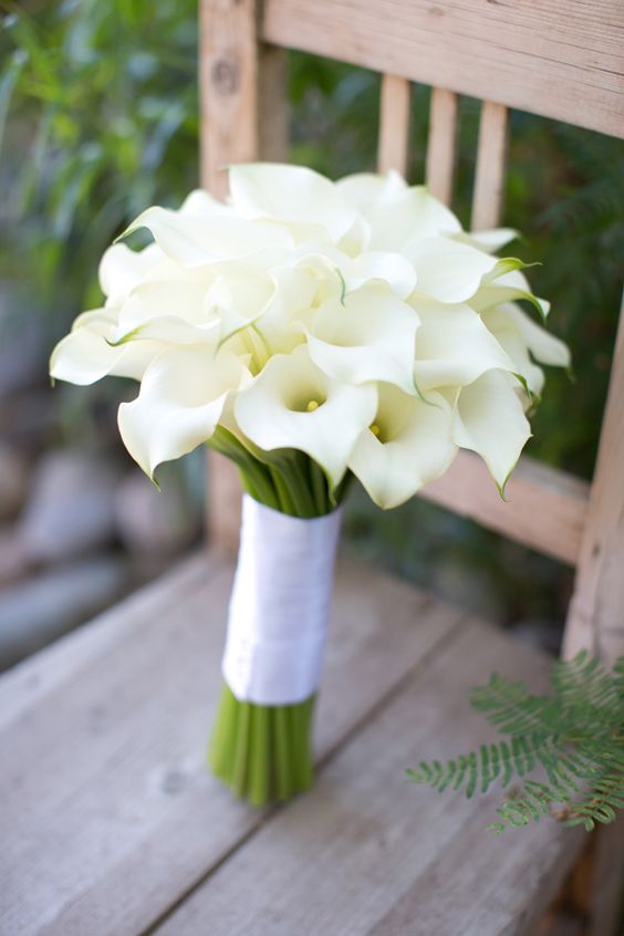 white calla lily wedding bouquet via Erica Velasco Photographers