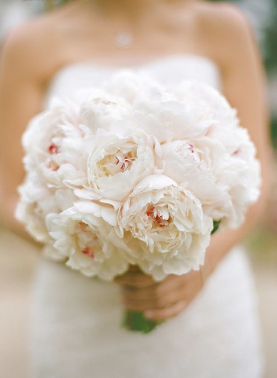 white peony spring wedding bouquet