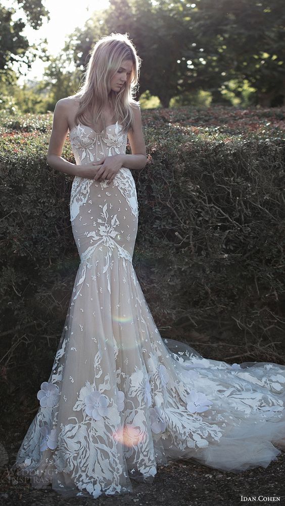 IDAN COHEN bridal 2017 strapless sweetheart mermaid wedding dress
