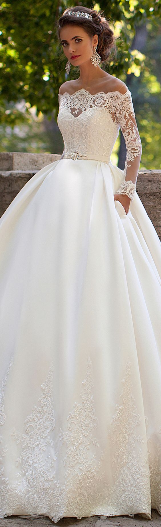 Milla Nova 2016 off shoulder long sleeves wedding dresses